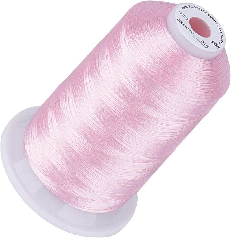 simthread 5500Yds Embroidery Thread, 5000M High-Yardage 40WT 100% Polyester Thread – 170+ Vivid Colors, High-Speed Rated – Compatible with Brother, Singer, Janome & More - Salmon Pink 079 - Image 1